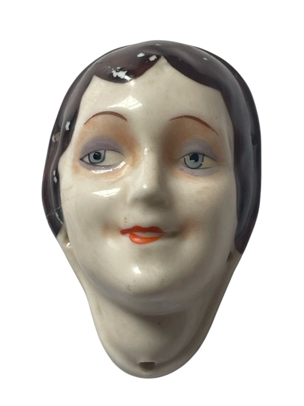 Vintage Porcelain Half Doll Head Flapper Art Deco Pin Cushion 20s 30s Germany